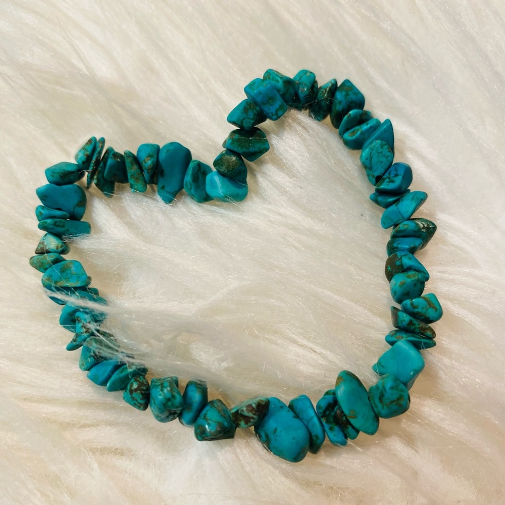 Turquoise Bracelet-Genuine Chip Bead Turquoise Gemstones 👗🏞️